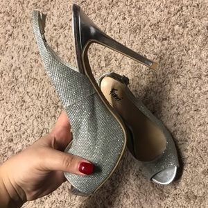Silver sparkly heels